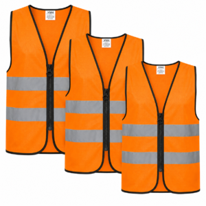 High Visibility Reflective Safety Vest with Zipper Closure