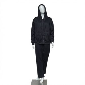 Unisex Black Zip-Up Hoodie & Jogger Sweatpants Set