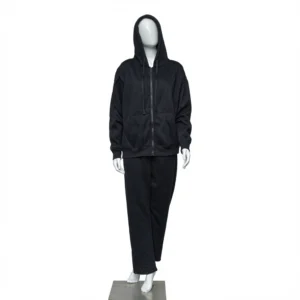 Unisex Black Zip-Up Hoodie & Jogger Sweatpants Set