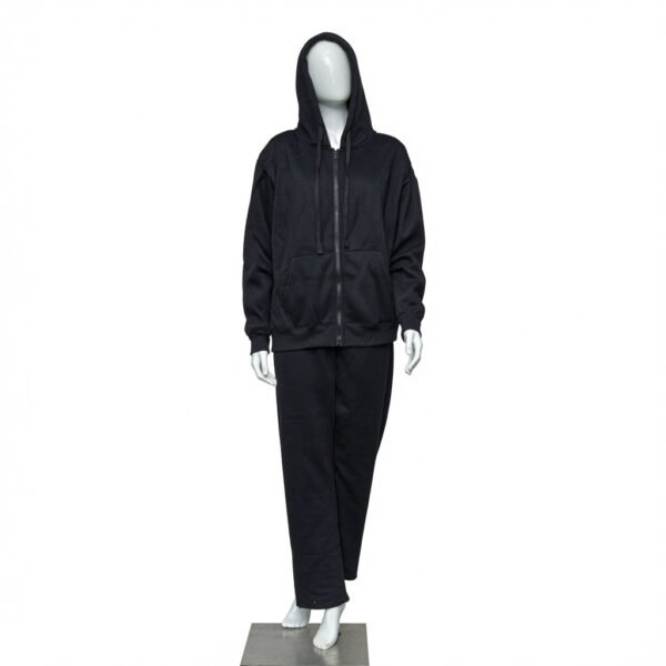 Unisex Black Zip-Up Hoodie & Jogger Sweatpants Set