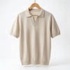 VSM Open-Collar Knit Polo (#40,000) VSM Open-Collar Knit Polo Shirt – Premium Minimalist Short Sleeve Polo