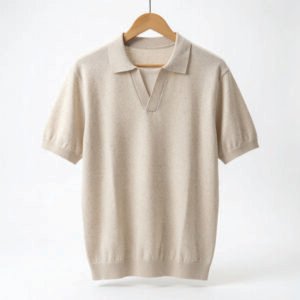 VSM Open-Collar Knit Polo Shirt – Premium Minimalist Short Sleeve Polo