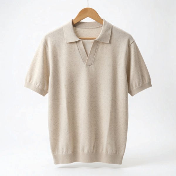 VSM Open-Collar Knit Polo (#40,000) VSM Open-Collar Knit Polo Shirt – Premium Minimalist Short Sleeve Polo