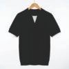 VSM Open-Collar Knit Polo black (#40,000) VSM Open-Collar Knit Polo Shirt – Premium Minimalist Short Sleeve Polo